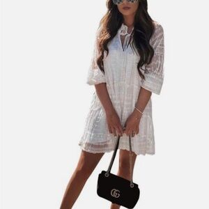 Zara Embroidered Babydoll White Mini Dress